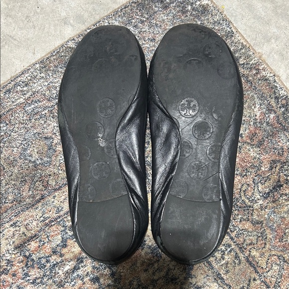 Tory Burch Black Flats with Silver Emblem - Picture 2 of 4